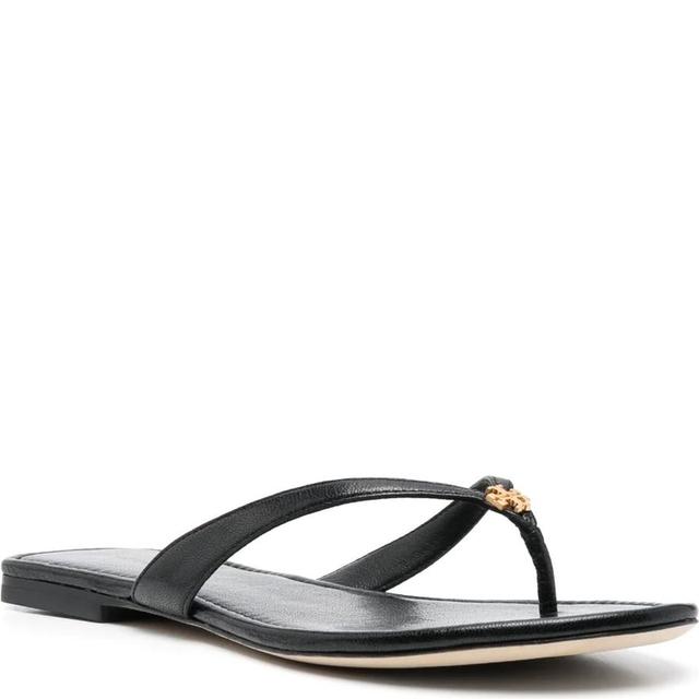 Pliažo šlepetės per pirštą moterims, Juoda, Capri leather flip flop