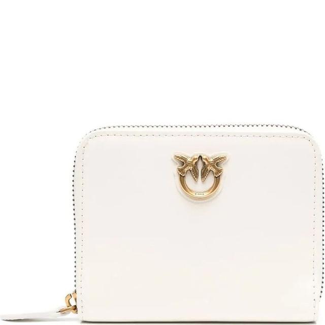 Piniginė moterims, Balta, Logo-plaque leather wallet