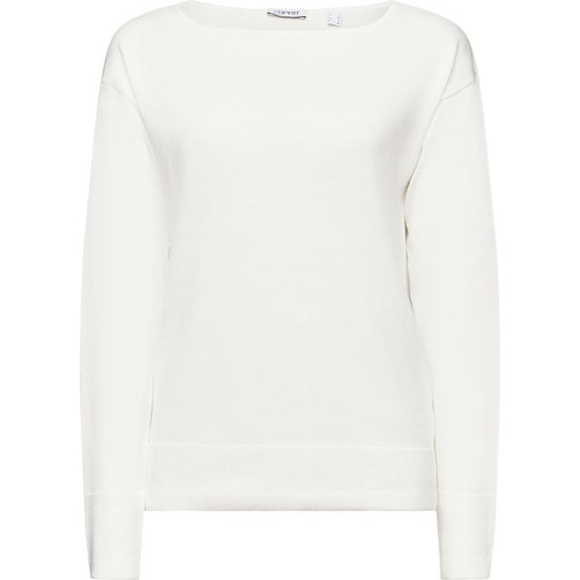 Megztinis moterims, Balta, Boatneck Sweater