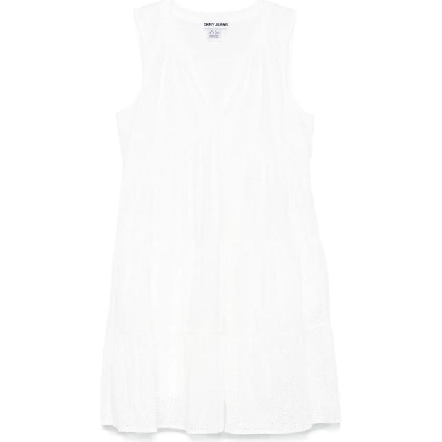 Mini suknelė moterims, Balta, Sleeveless eyelet ti