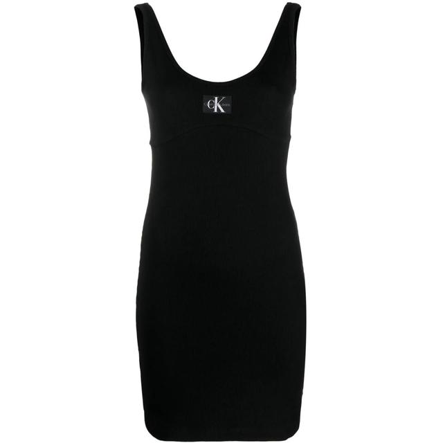 Mini suknelė moterims, Juoda, Badge rib strappy dress