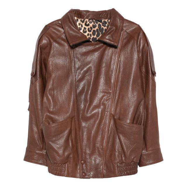 Odinė striukė moterims, Ruda, Leather jacket