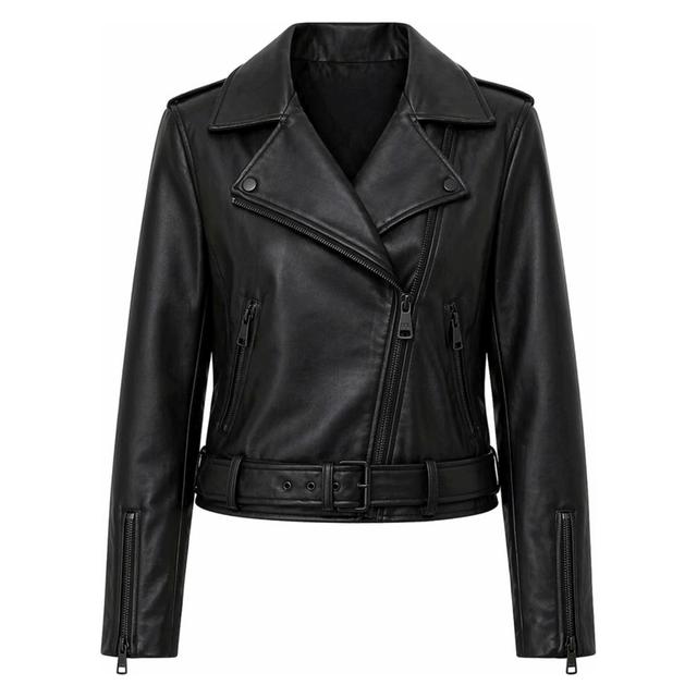 Odinė striukė moterims, Juoda, Faux leather moto jackets