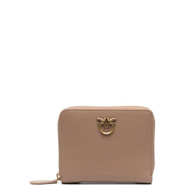 Piniginė moterims, Ruda, Logo-plaque leather wallet