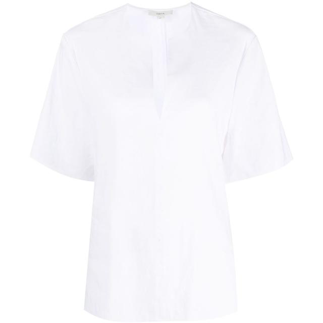 Marškinėliai trump. rankovėmis moterims, Balta, Easy slit neck tee