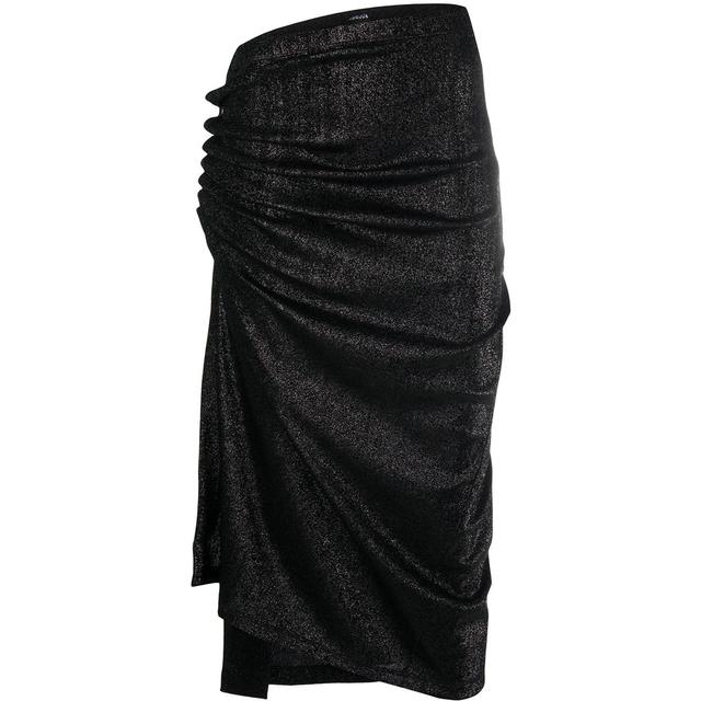 Midi sijonas moterims, Juoda, Asymmetric midi skirt