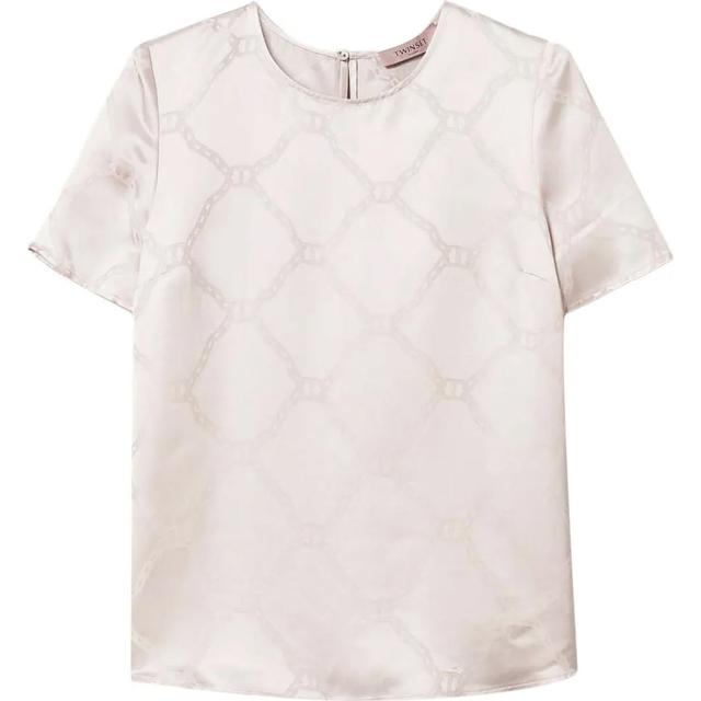 Marškinėliai trump. rankovėmis moterims, Balta, Oval t-jacquard t-shirt