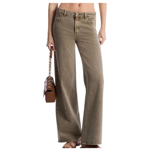 Platūs džinsai moterims, Žalia, Relaxed wide leg jean