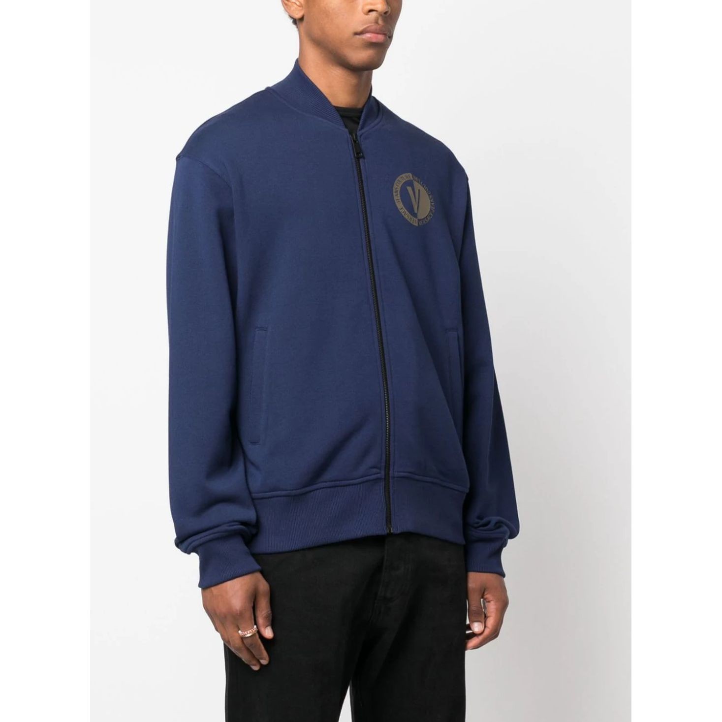 VERSACE JEANS CUTURE Sportinis nertinis vyrams, Mėlyna, New v emblem logo sweatshirt 3