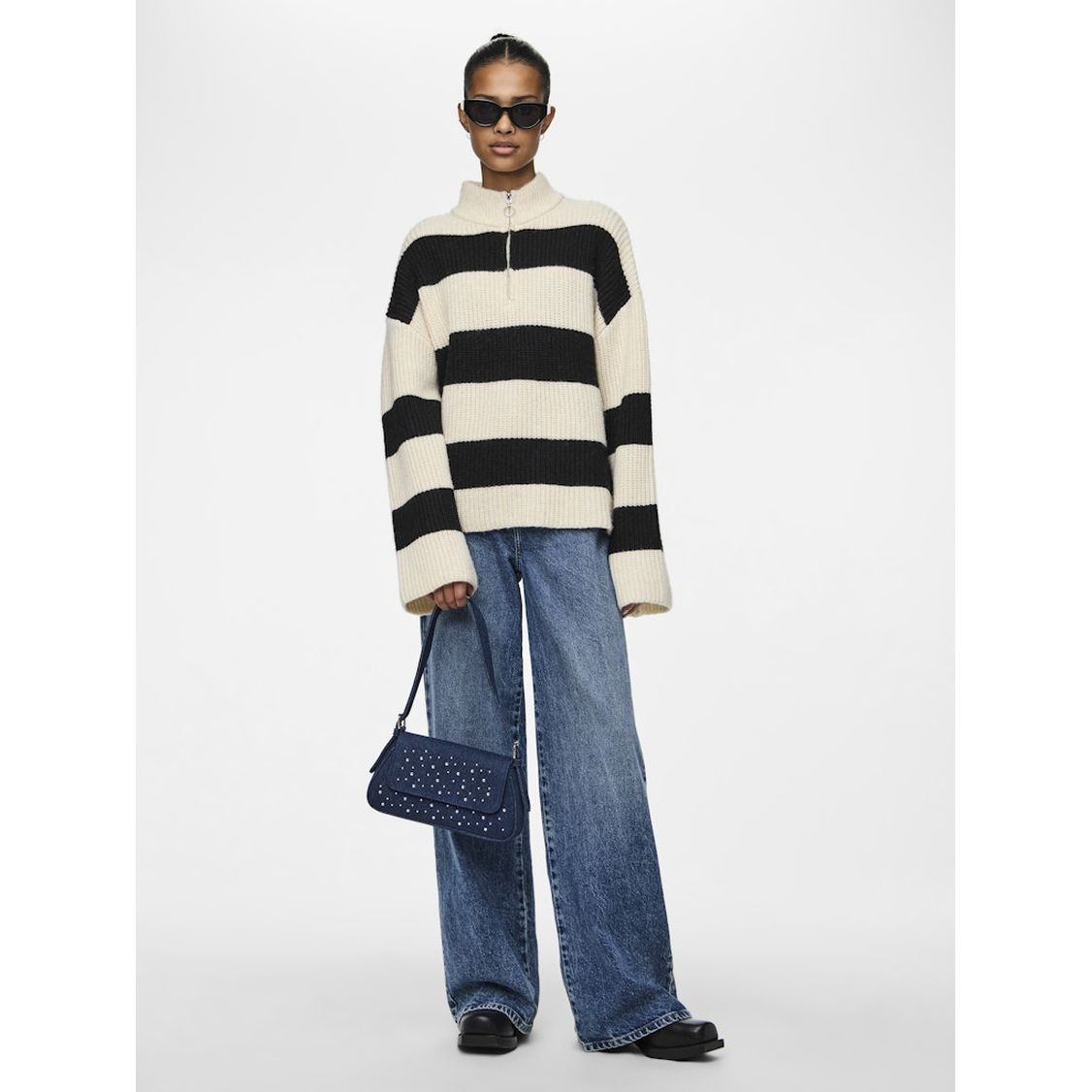 PIECES Megztinis su kaklu moterims, Marga, Nalini half zip knit 3
