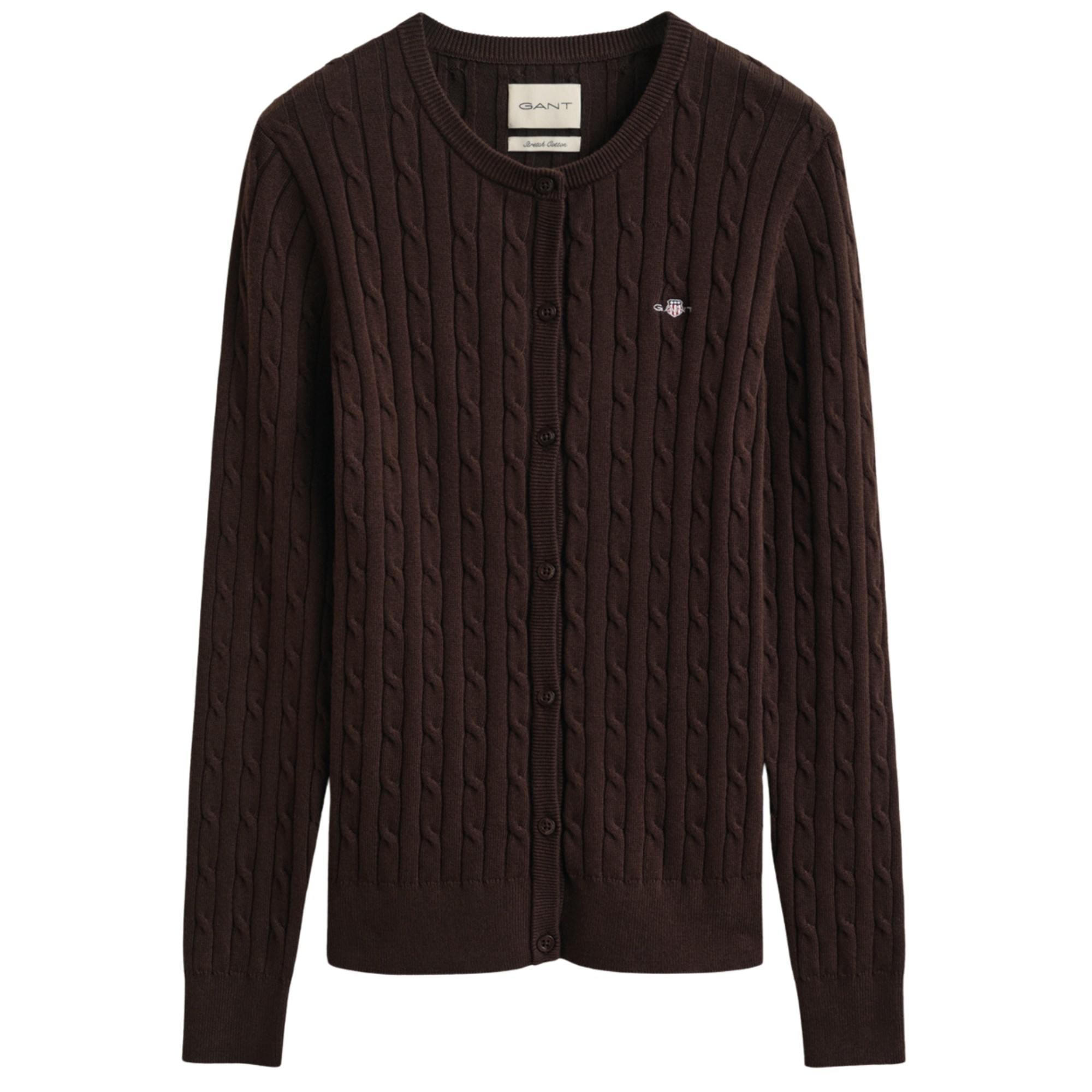 GANT Kardiganas moterims, Ruda, Stretch cotton cable cardigan 1