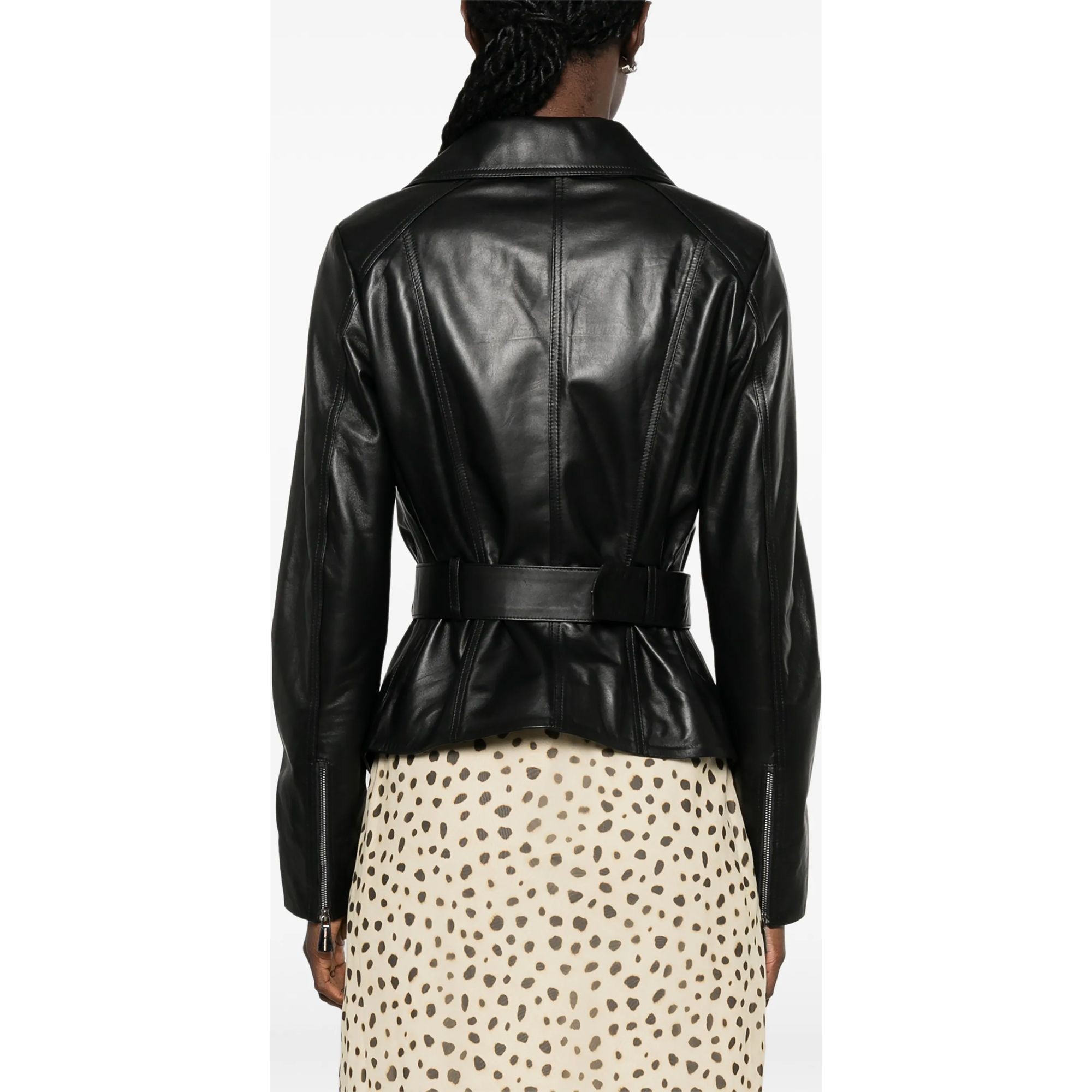 ADRIANNA FERETTI Odinė striukė moterims, Juoda, Leather jacket 4