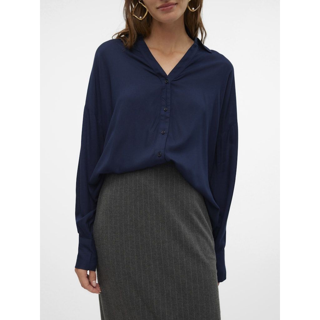 VERO MODA Marškiniai ilgomis rankovėmis moterims, Mėlyna, Bumpy oversize shirt 3