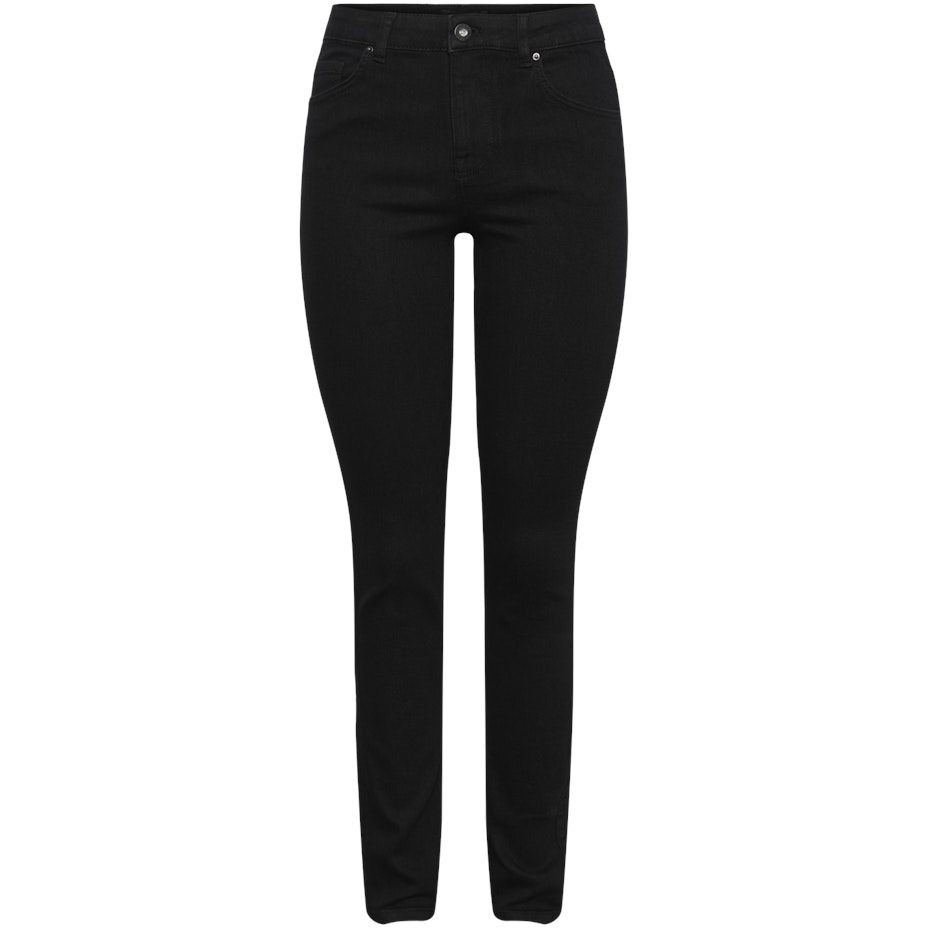 PIECES Slim džinsai moterims, Juoda, PCNUNNA MW SLIM BLC0 1