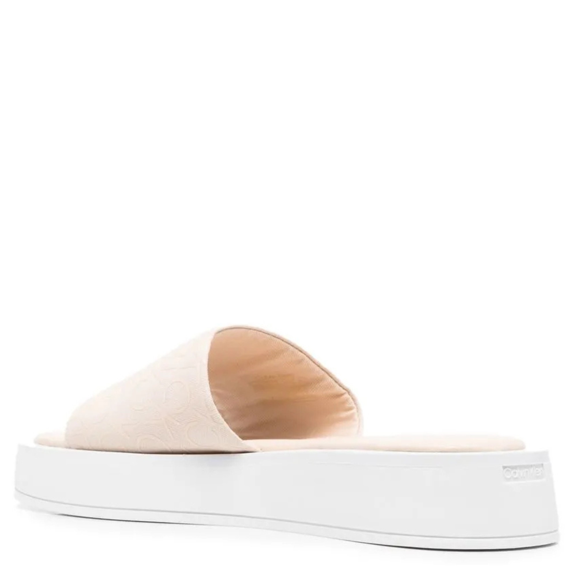 CALVIN KLEIN Šlepetės moterims, Balta, FLATFORM SLIDECANV 3