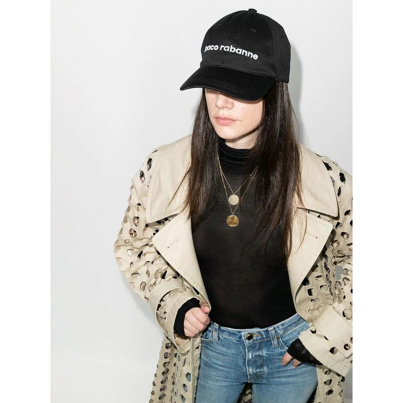 PACO RABANNE Kepurė moterims, Juoda, Logo cap 3