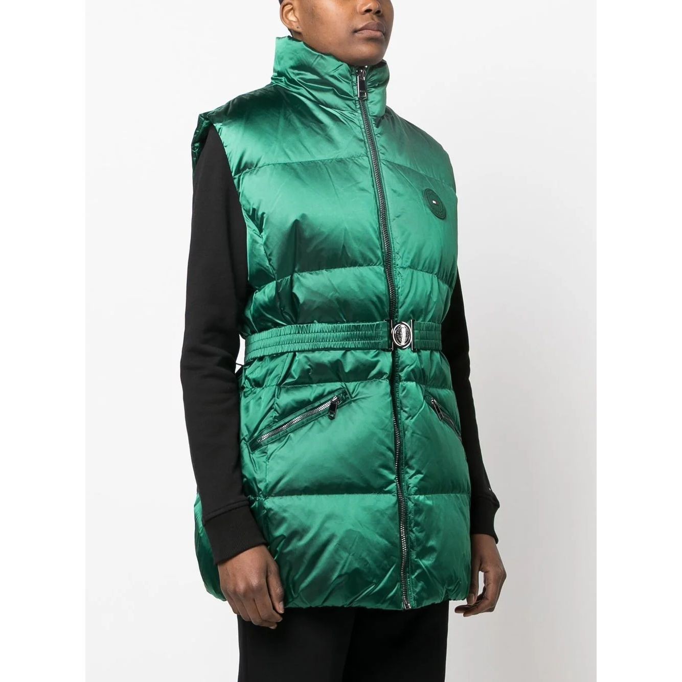 TOMMY HILFIGER Pūkinė liemenė moterims, Žalia, Two tone statement puffer vest 3