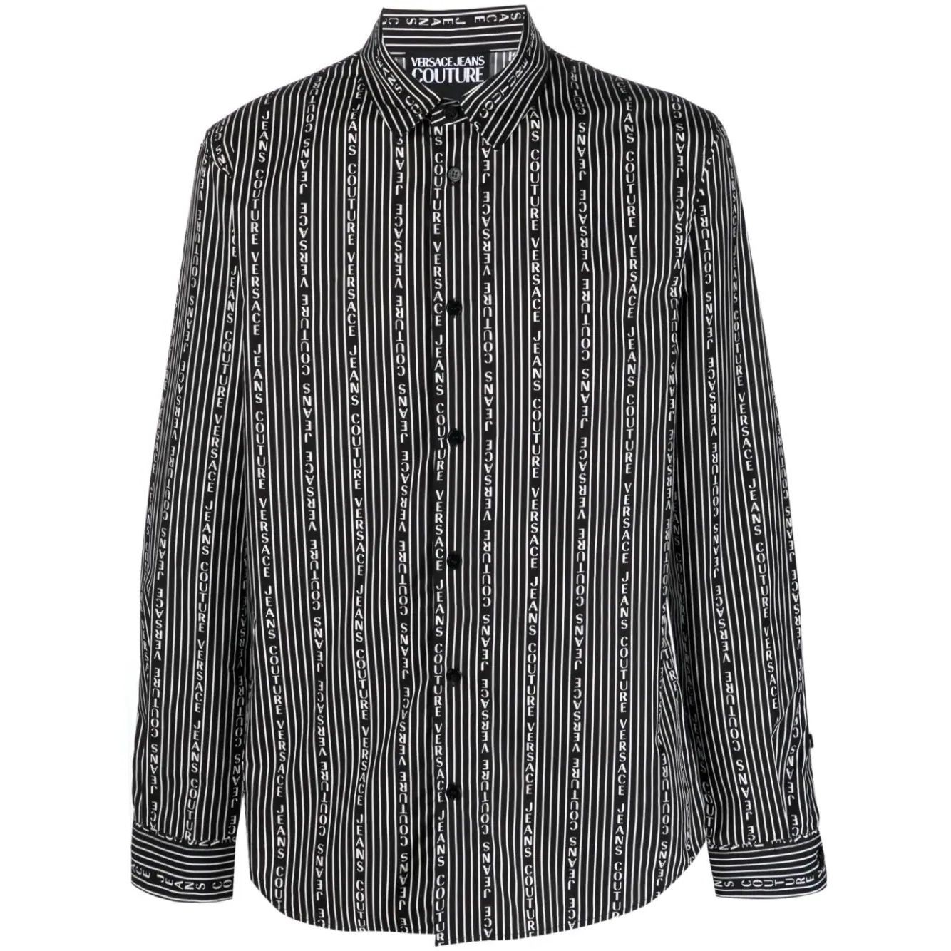 VERSACE JEANS CUTURE Marškiniai ilgomis rankovėmis vyrams, Juoda, S print shirts 1
