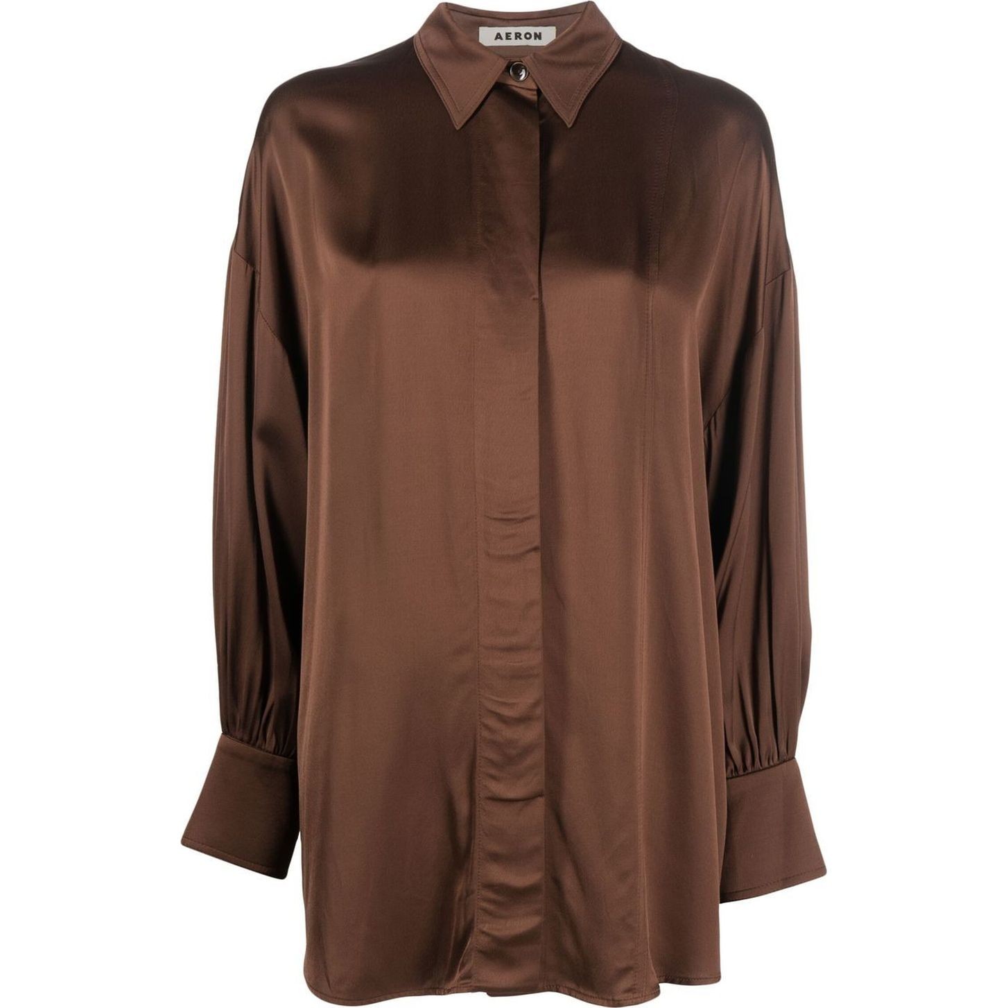 AERON Marškiniai ilgomis rankovėmis moterims, Ruda, Oversized pyjama shirt 1