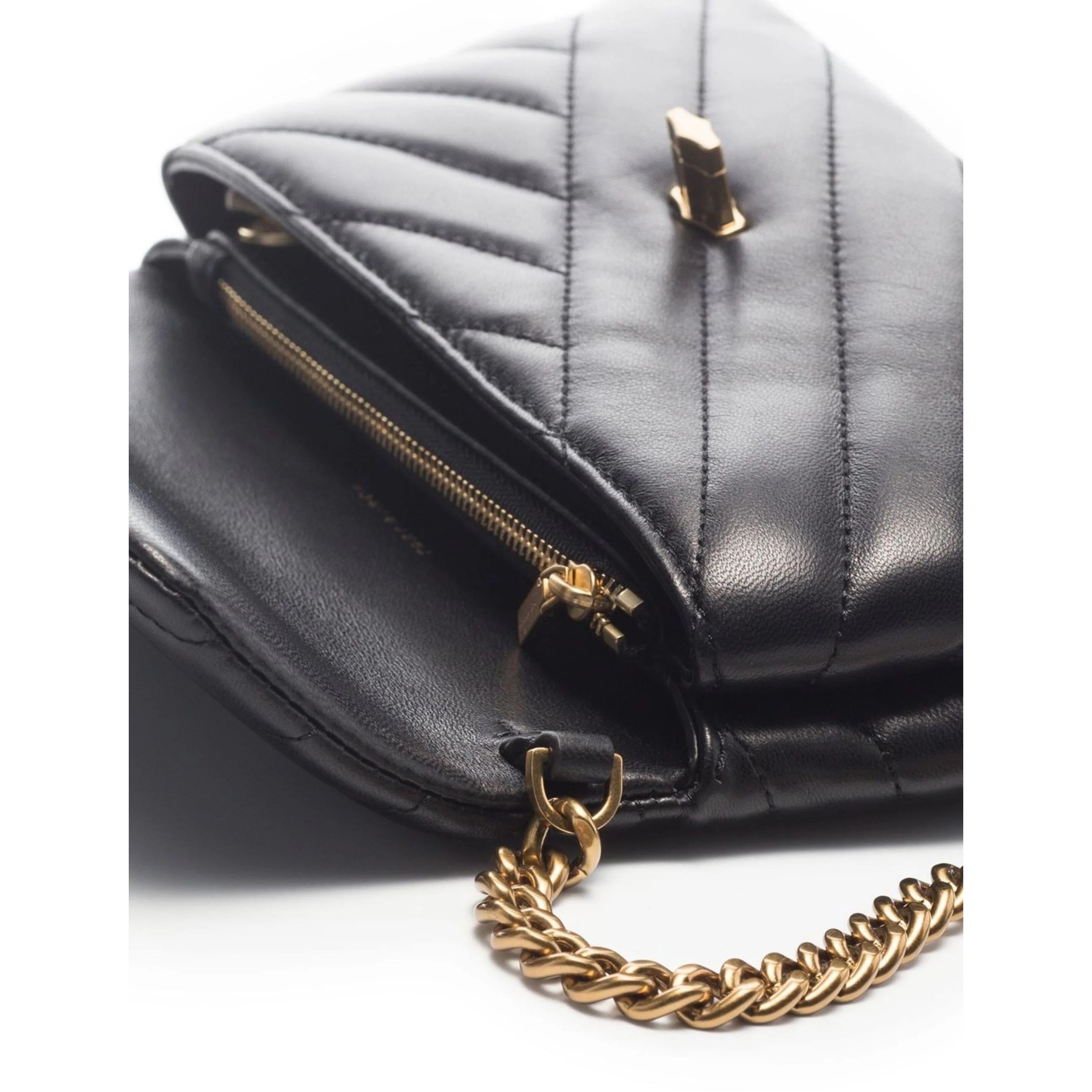 TORY BURCH Piniginė moterims, Juoda, Kira chevron chain wallet 3