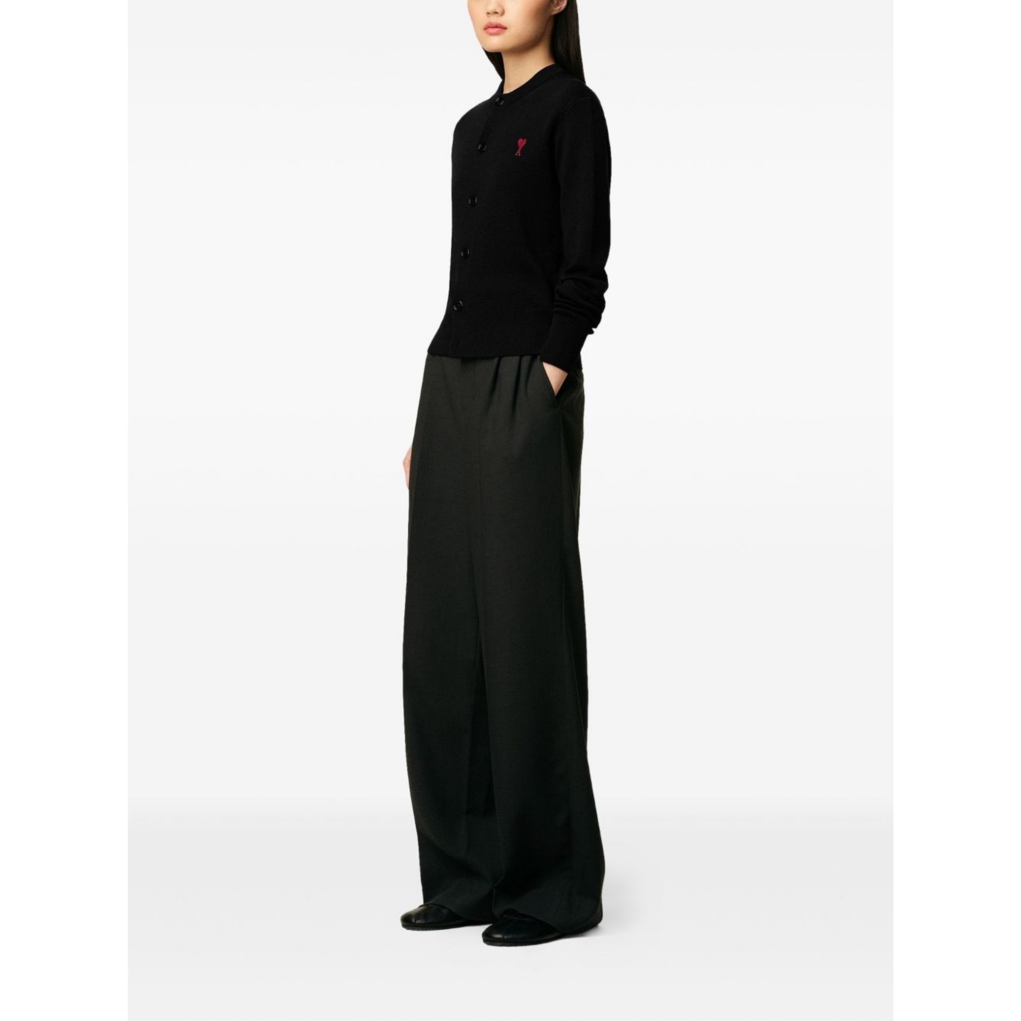 AMI PARIS Kardiganas moterims, Juoda, Crewneck cardigan 3