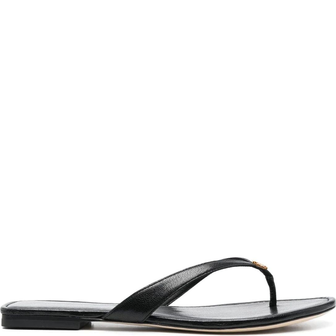 TORY BURCH Pliažo šlepetės per pirštą moterims, Juoda, Capri leather flip flop 2