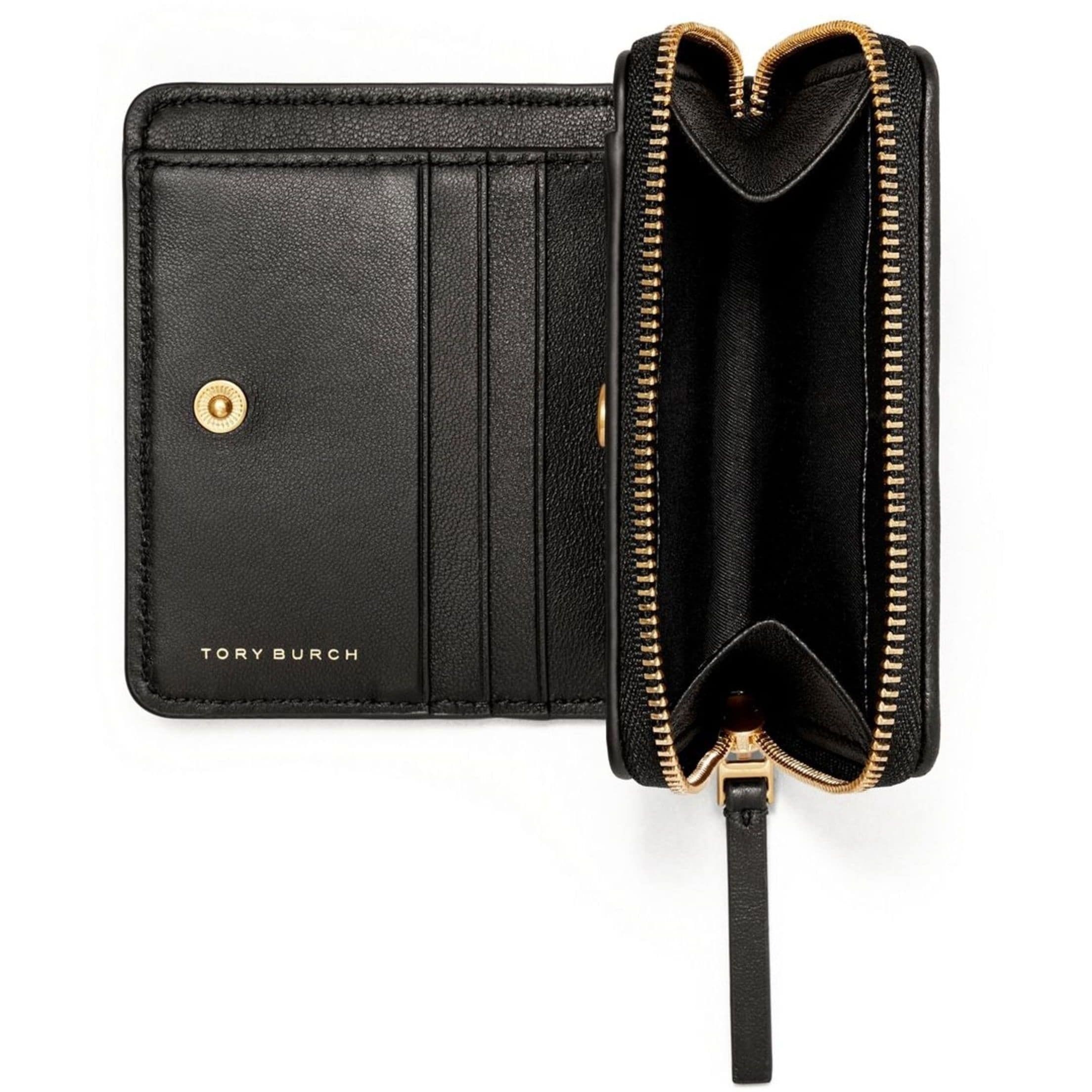 TORY BURCH Piniginė moterims, Juoda, Kira chevron bi-fold wallet 4