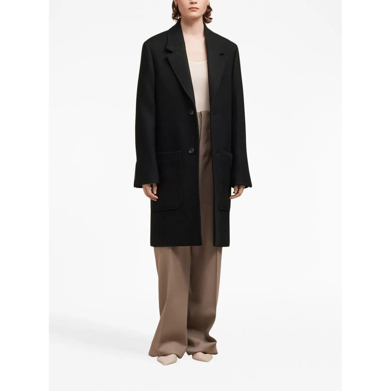 AMI PARIS Paltas moterims, Juoda, Two buttons coat 2