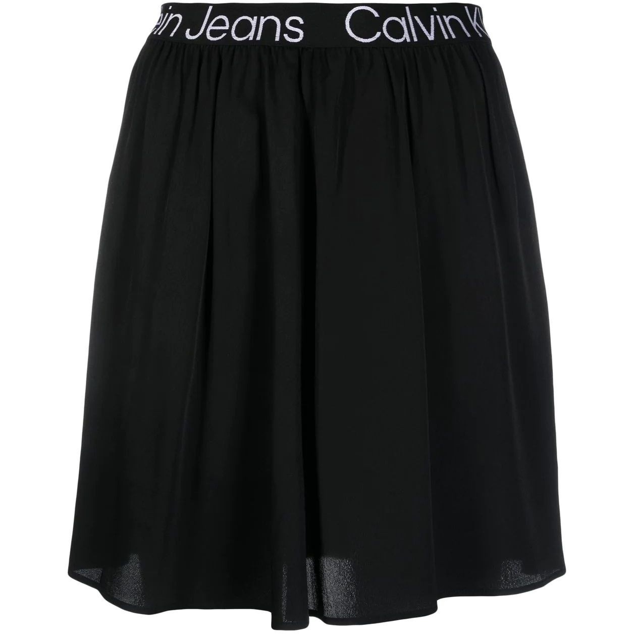 CALVIN KLEIN JEANS Mini sijonas moterims, Juoda, Logo elastic mini skirt 1