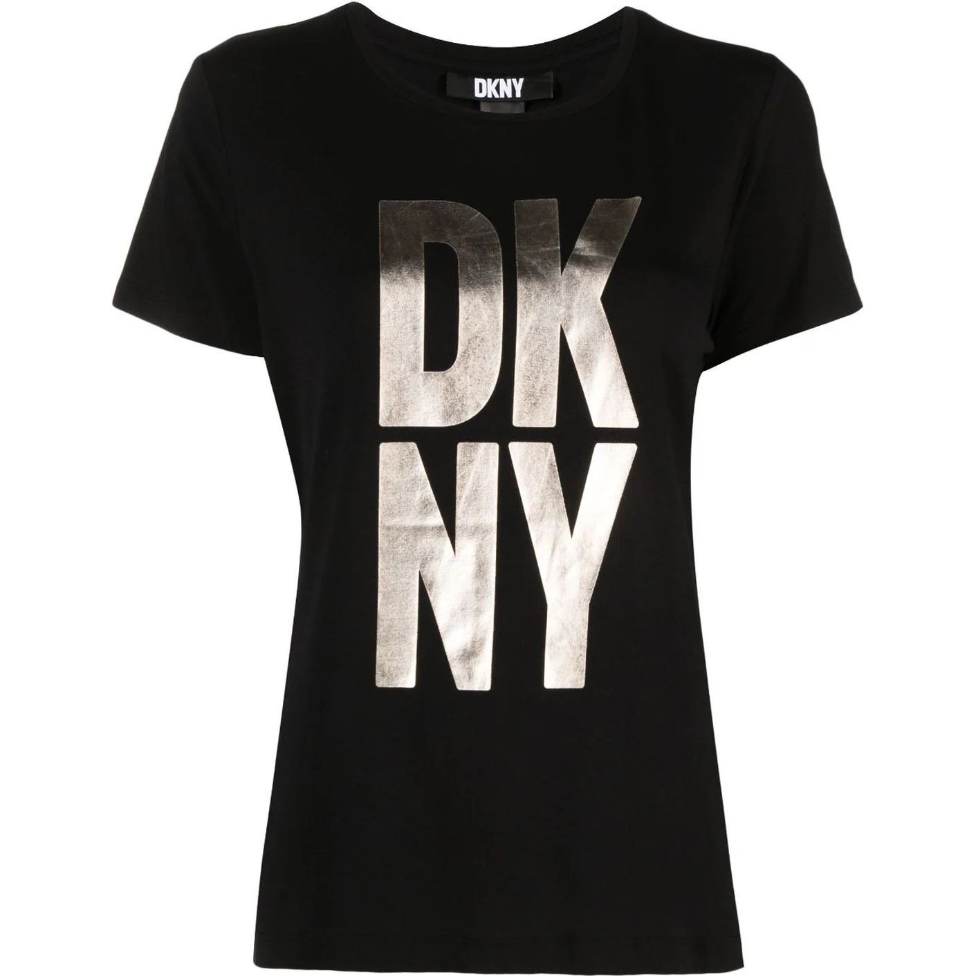 DKNY Marškinėliai trump. rankovėmis moterims, Juoda, S/s stack logo tee 1