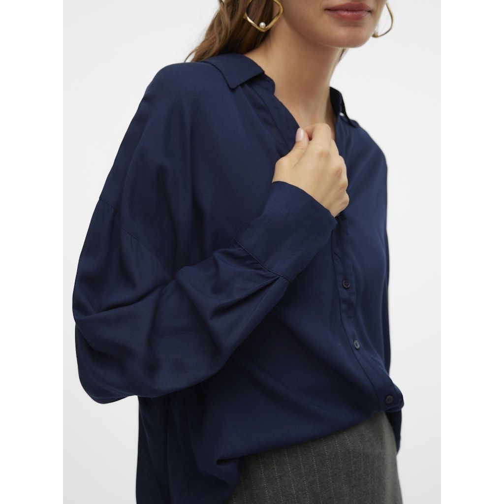 VERO MODA Marškiniai ilgomis rankovėmis moterims, Mėlyna, Bumpy oversize shirt 5