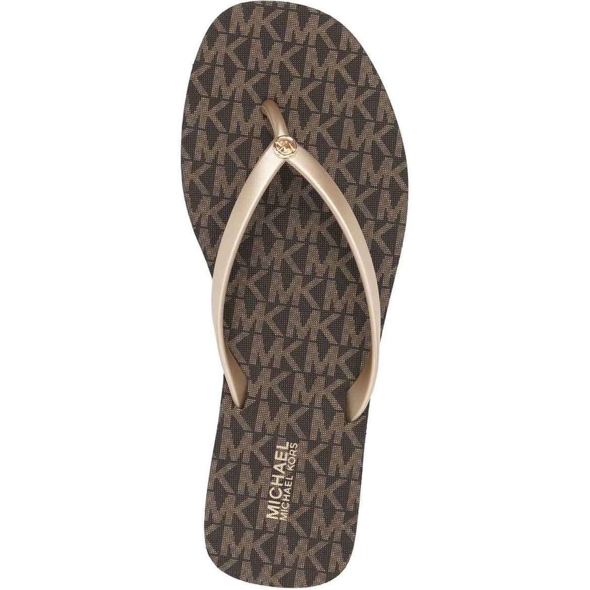 MICHAEL KORS Pliažo šlepetės per pirštą moterims, Ruda, Jinx flip flop 4