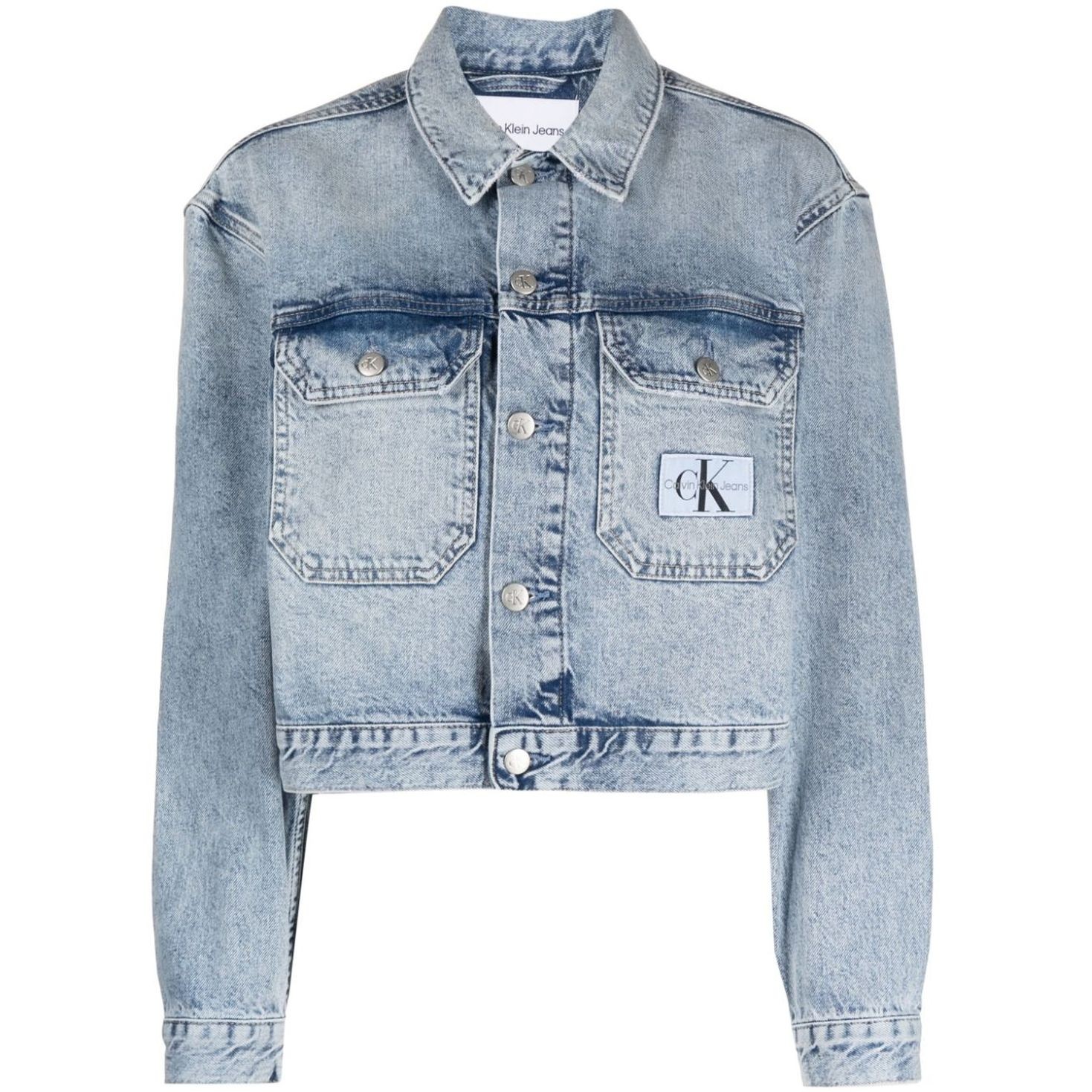 CALVIN KLEIN JEANS Džinsinis švarkas moterims, Mėlyna, Oversized cropped denim jacket 1