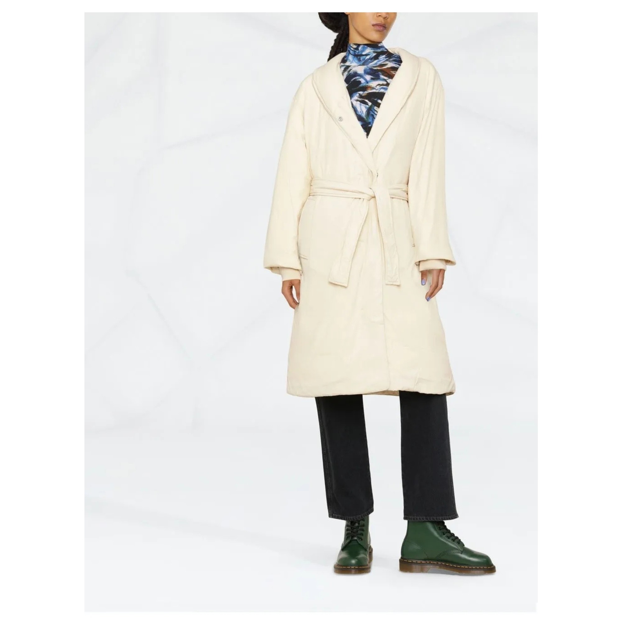 CALVIN KLEIN Pūkinis paltas moterims, Smėlio, Down wrap puffer coat 2