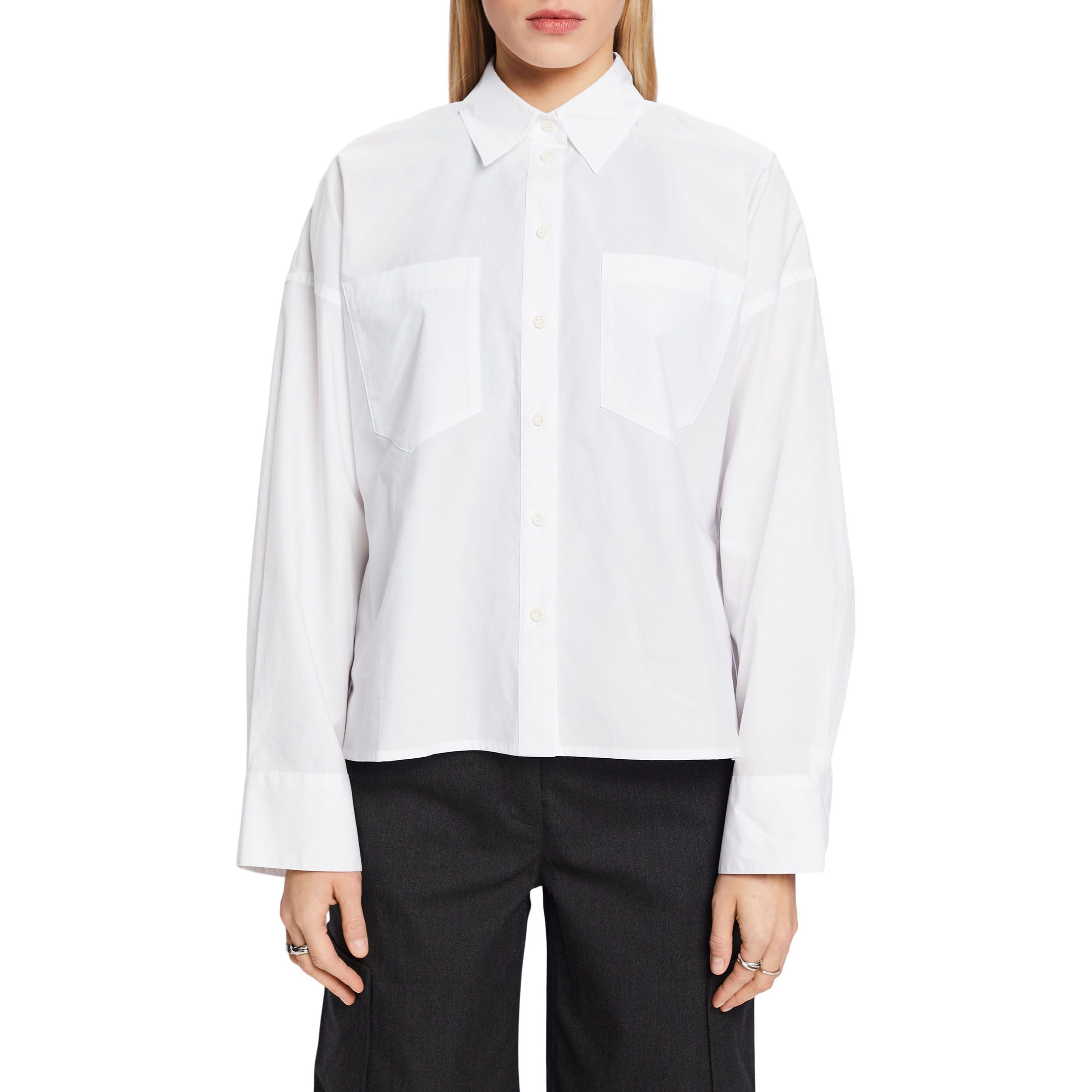 ESPRIT Palaidinės moterims, Balta, Long Sleeve Poplin Shirt 2