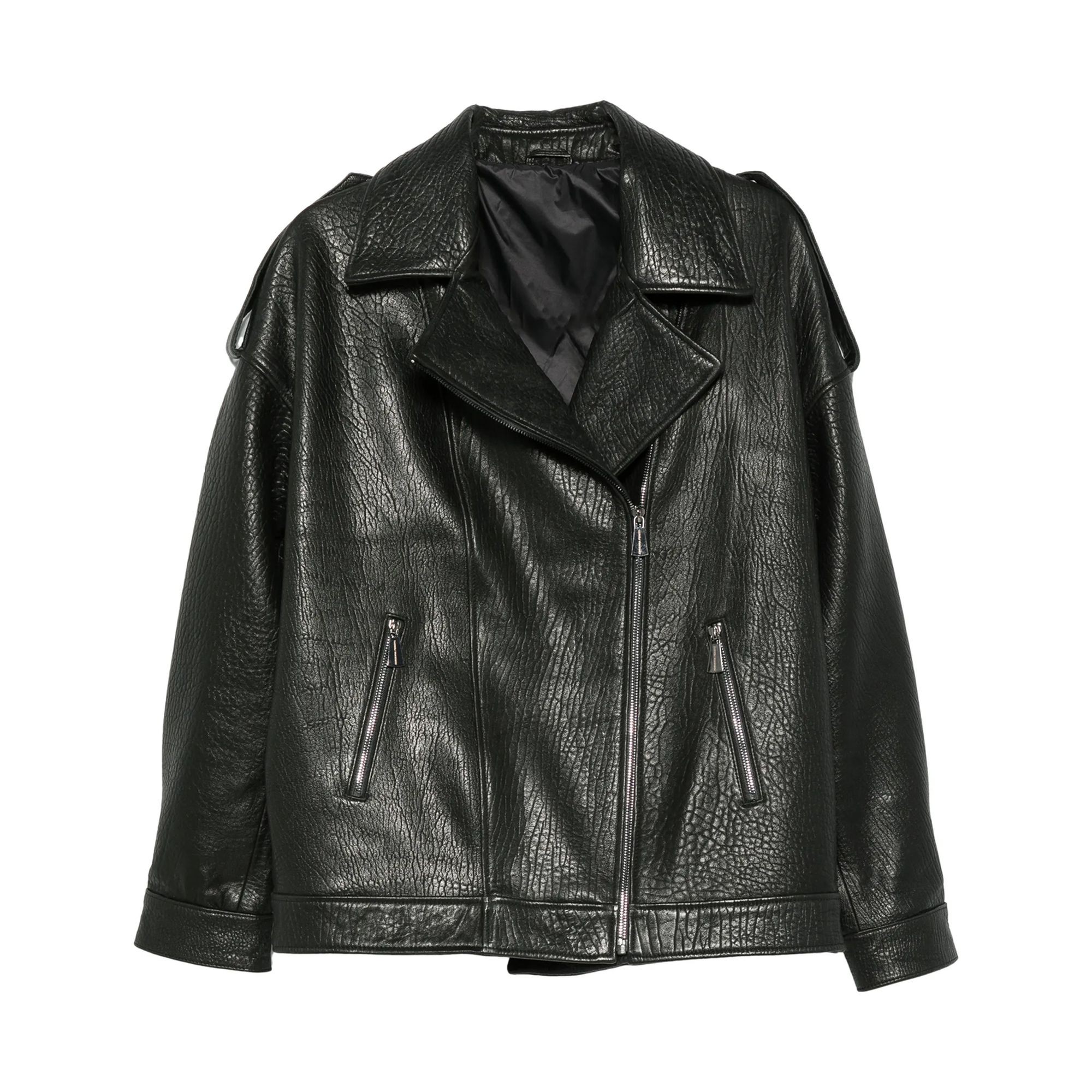 ADRIANNA FERETTI Odinė striukė moterims, Juoda, Leather jacket 1