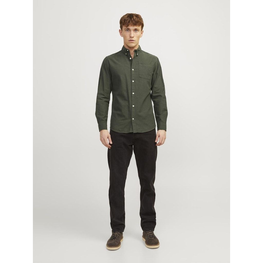 JACK & JONES Marškiniai vyrams, Žalia, JJEOXFORD SHIRT LS NOO 6