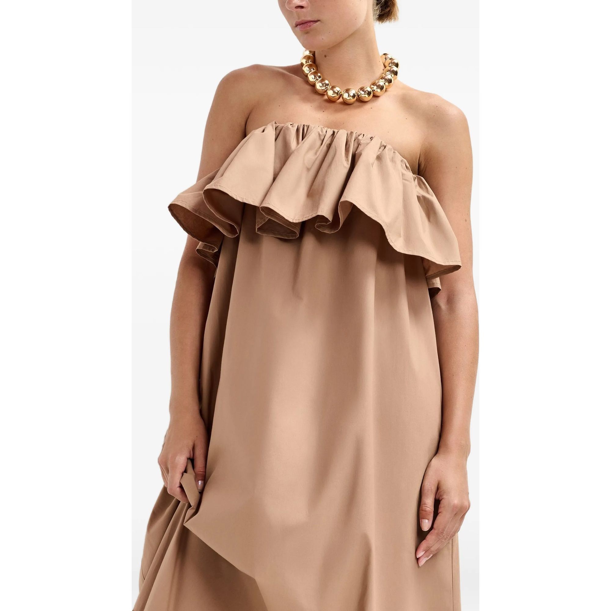 ESSENTIEL ANTWERP Maxi suknelė moterims, Ruda, 2 belted ruffle dress 5