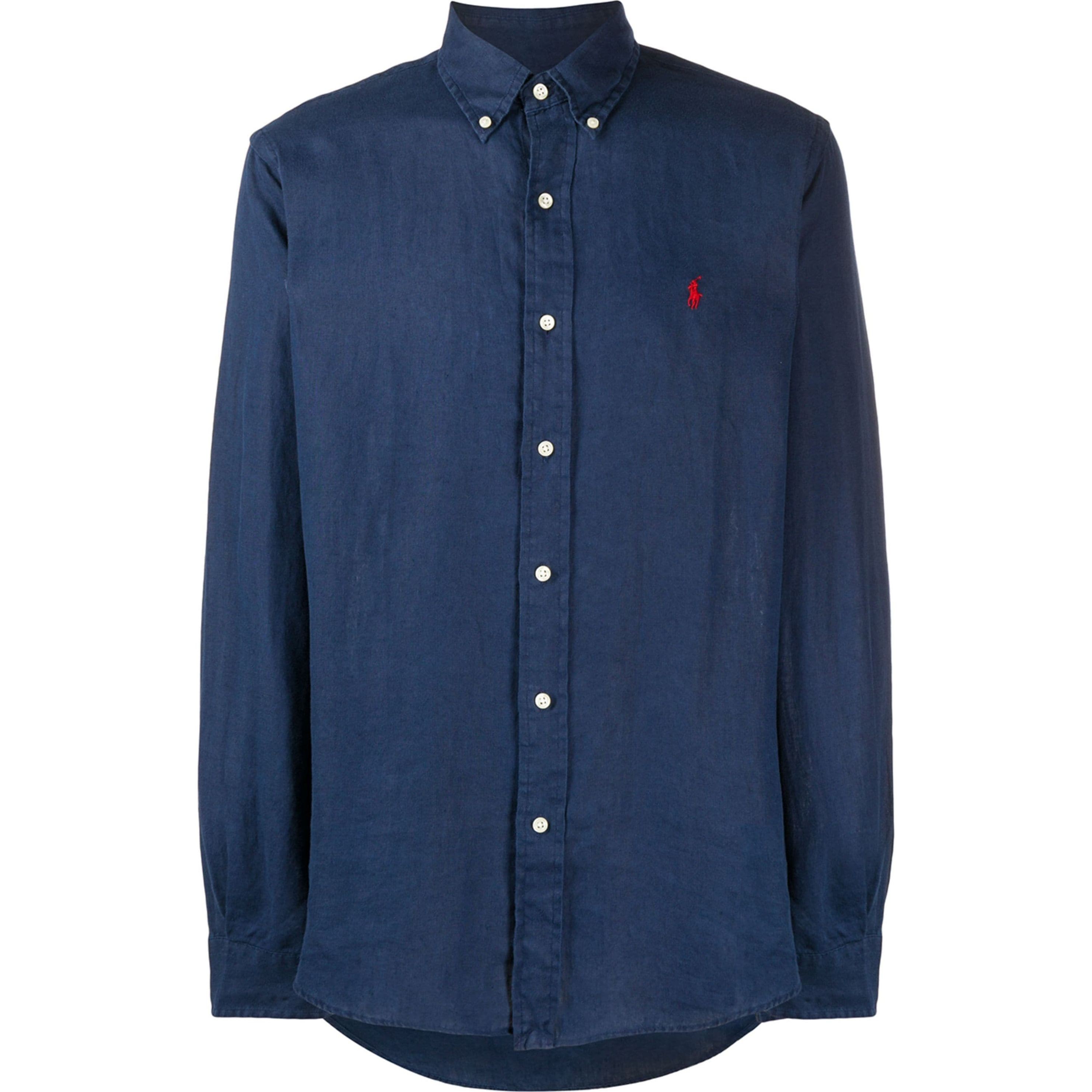 POLO RALPH LAUREN Marškiniai ilgomis rankovėmis vyrams, Mėlyna, Custom fit linen shirt 1