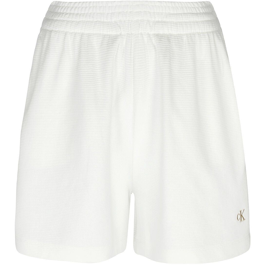 CALVIN KLEIN JEANS Šortai moterims, Balta, Waffle loose shorts 1