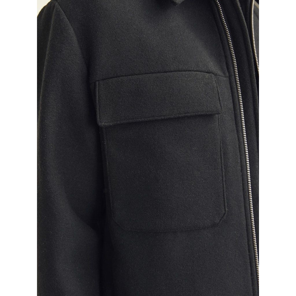 JACK & JONES Lengva striukė vyrams, Juoda, Blu russel wool blend jacket 7