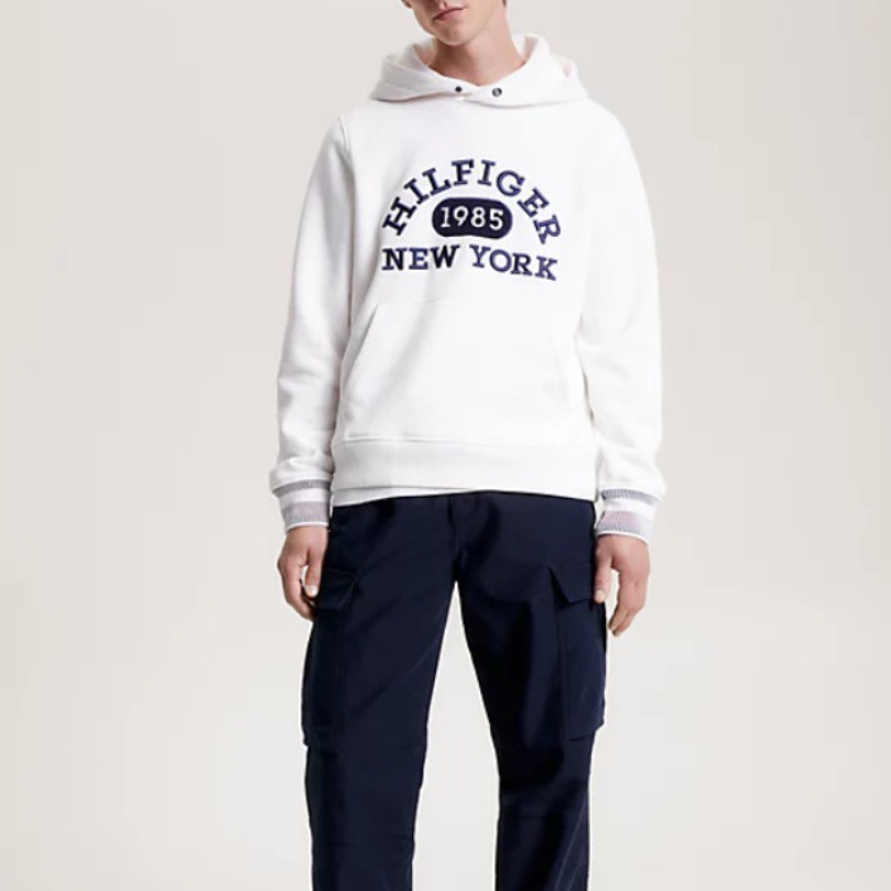 TOMMY HILFIGER Džemperis vyrams, Balta, Monotype collegiate hoodie 2