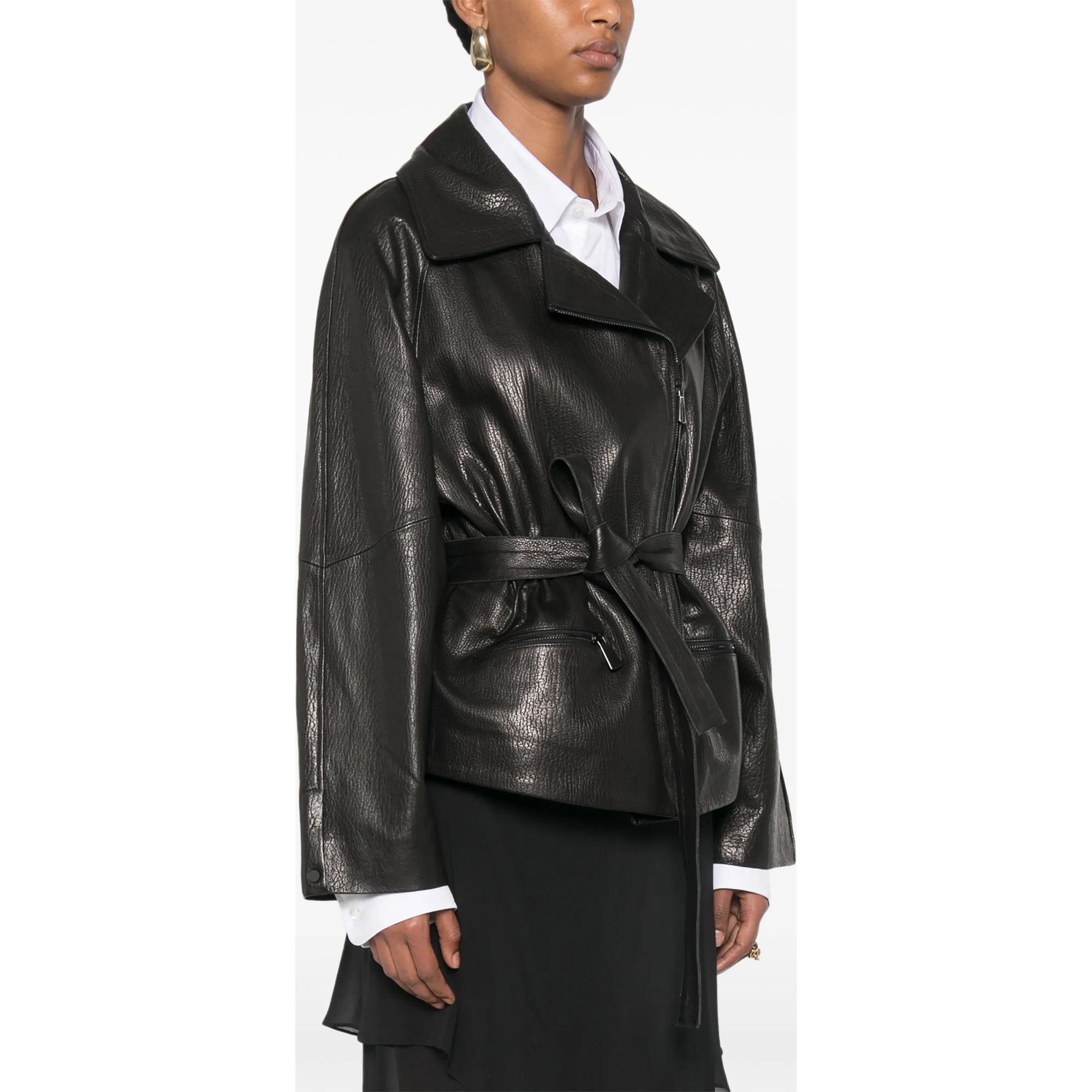 ADRIANNA FERETTI Odinė striukė moterims, Juoda, Leather jacket 3