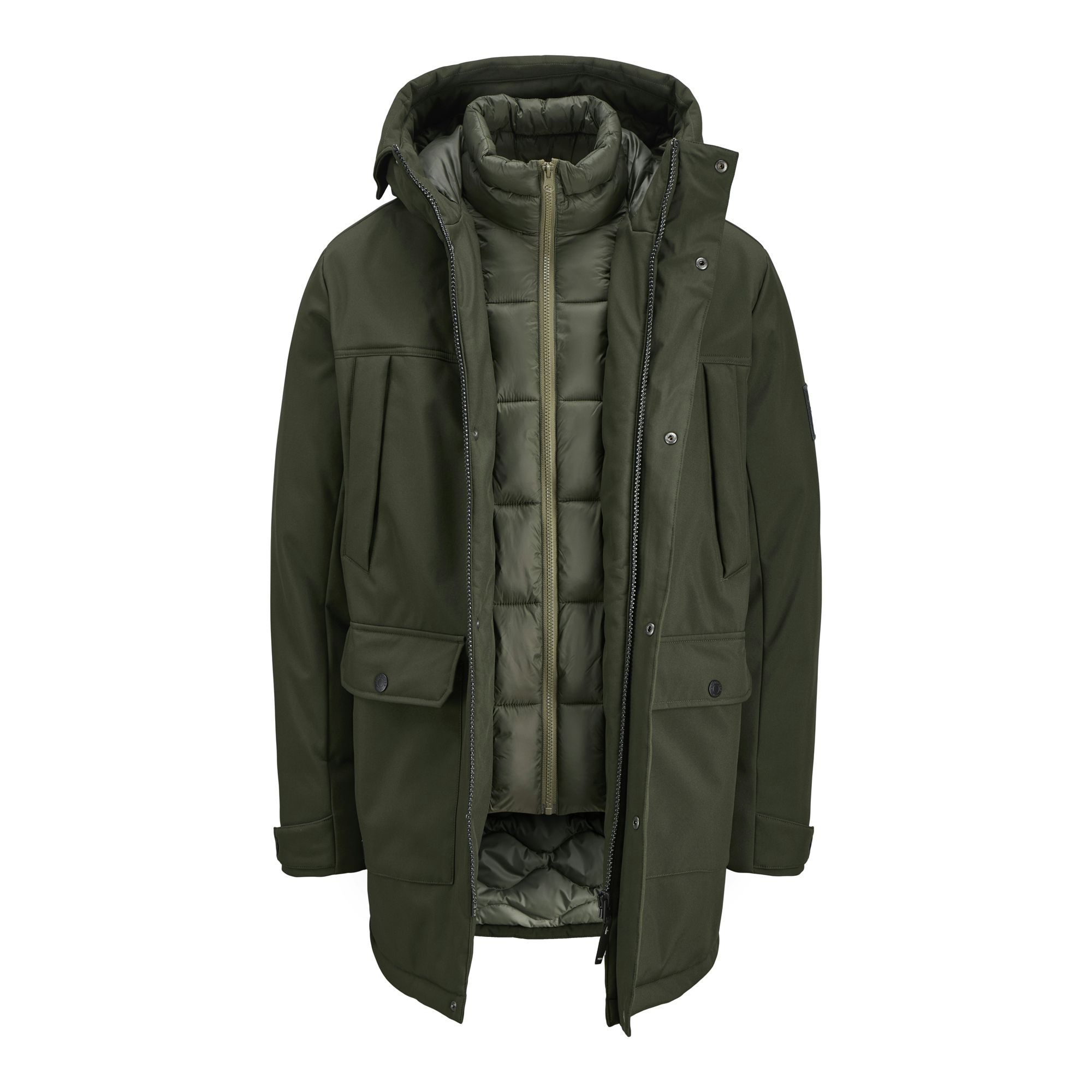 JACK & JONES Pūkinis paltas vyrams, Chaki, Finn 2