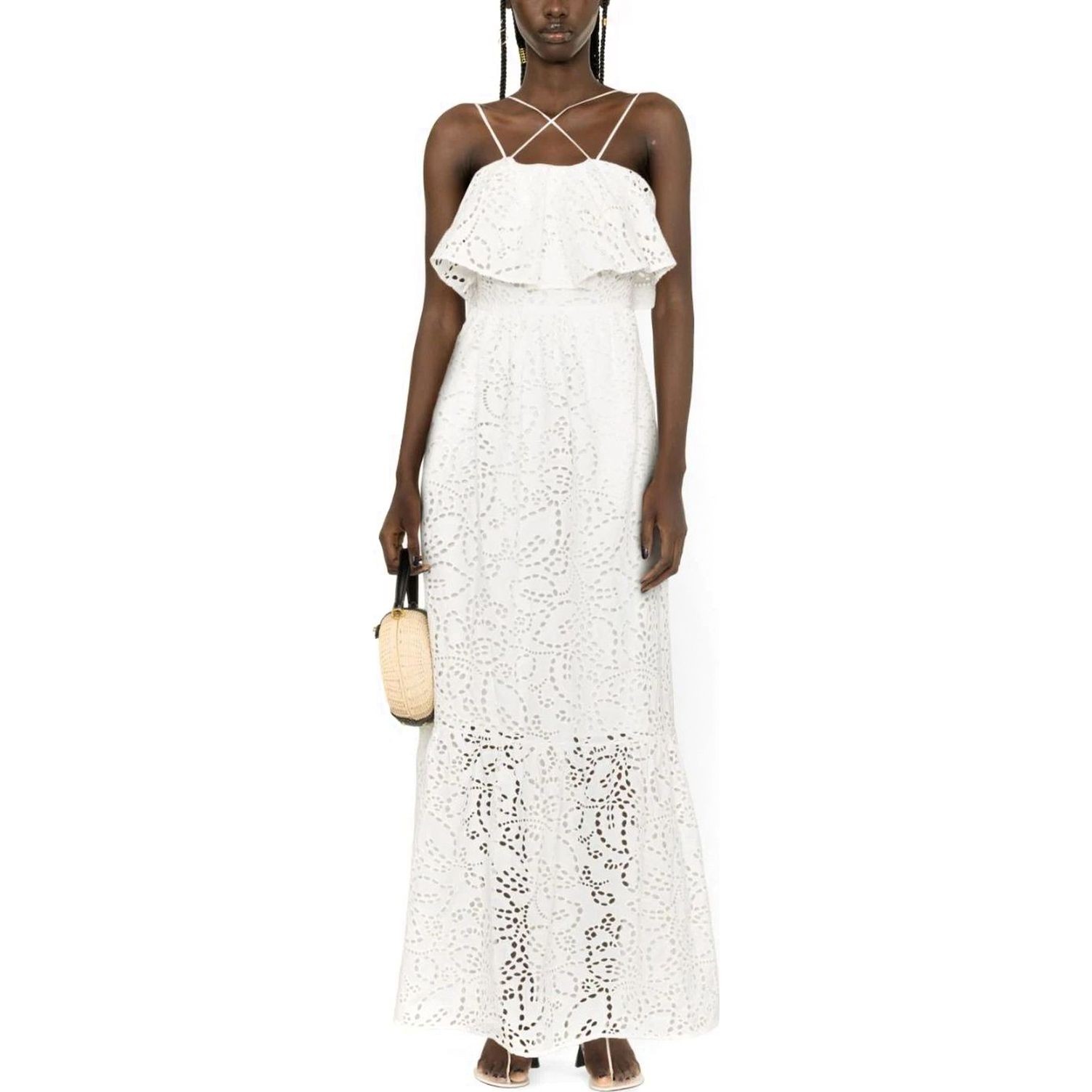 SELF PORTRAIT Maxi suknelė moterims, Balta, White broderie maxi dress 2