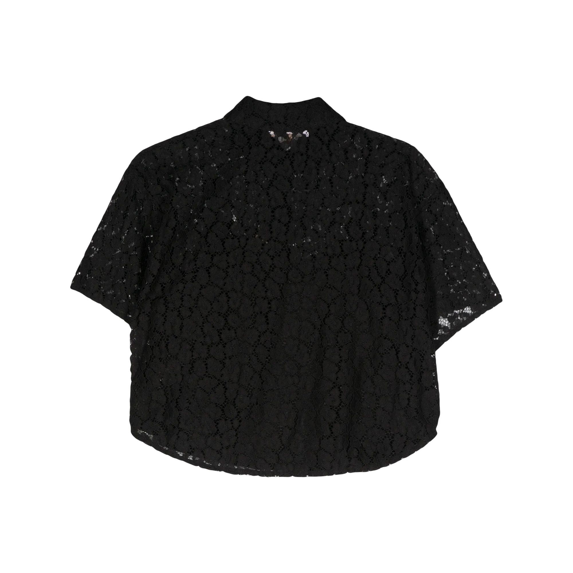 MICHAEL KORS Marškiniai trump. rankovėmis moterims, Juoda, Lace crop shirt 2