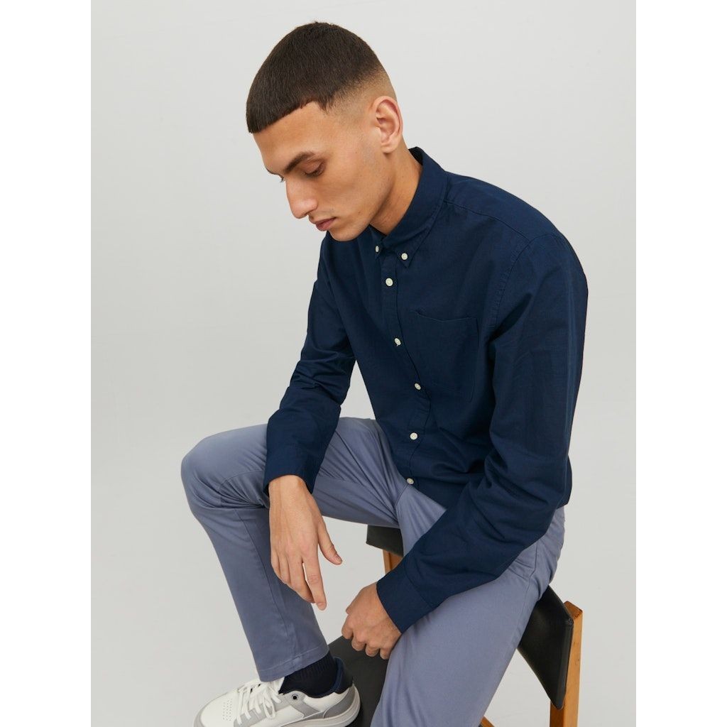 JACK & JONES Marškiniai vyrams, Mėlyna, JJEOXFORD SHIRT LS NOO 3