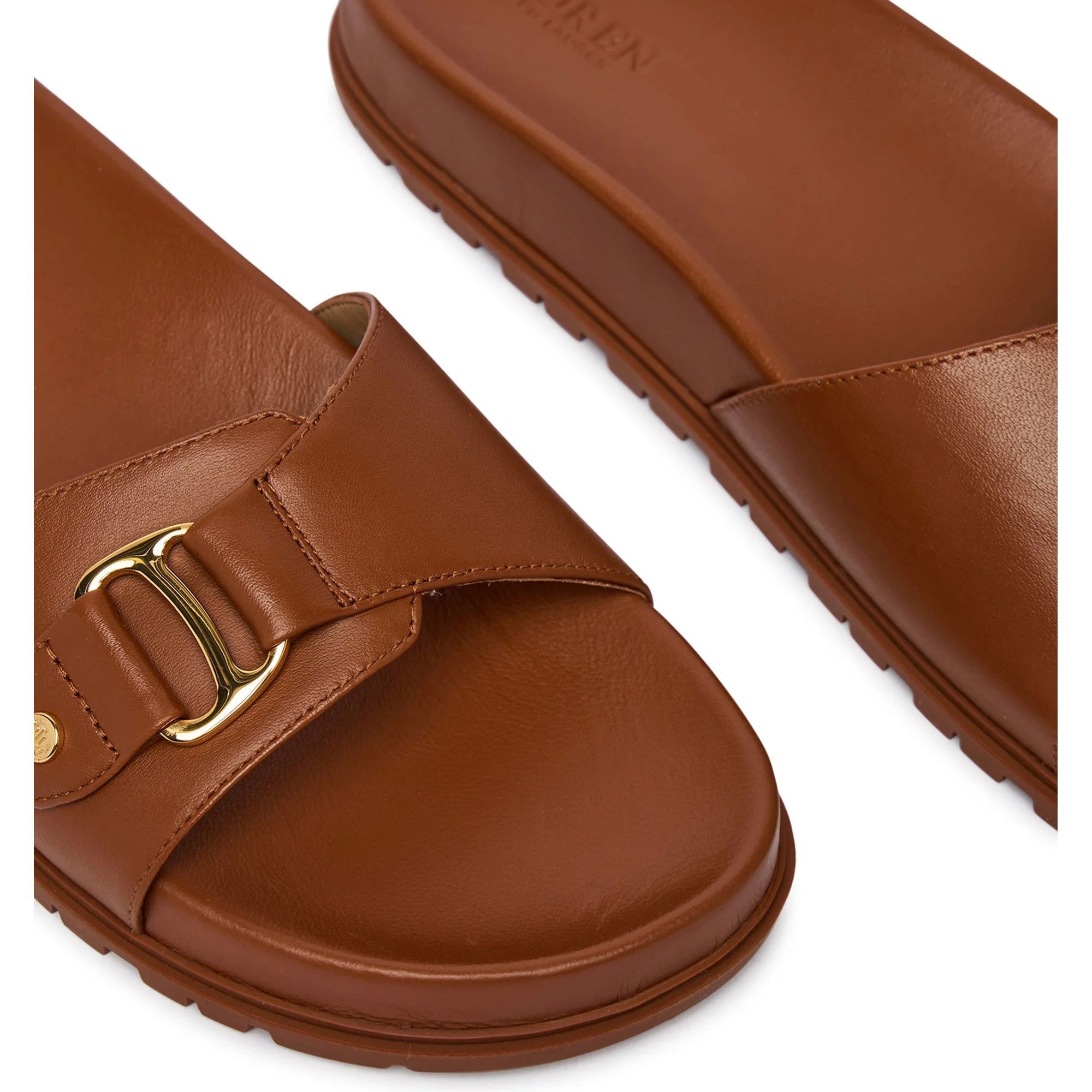 LAUREN RALPH LAUREN Guminės šlepetės moterims, Ruda, Tasha slide-sandals-slide 6
