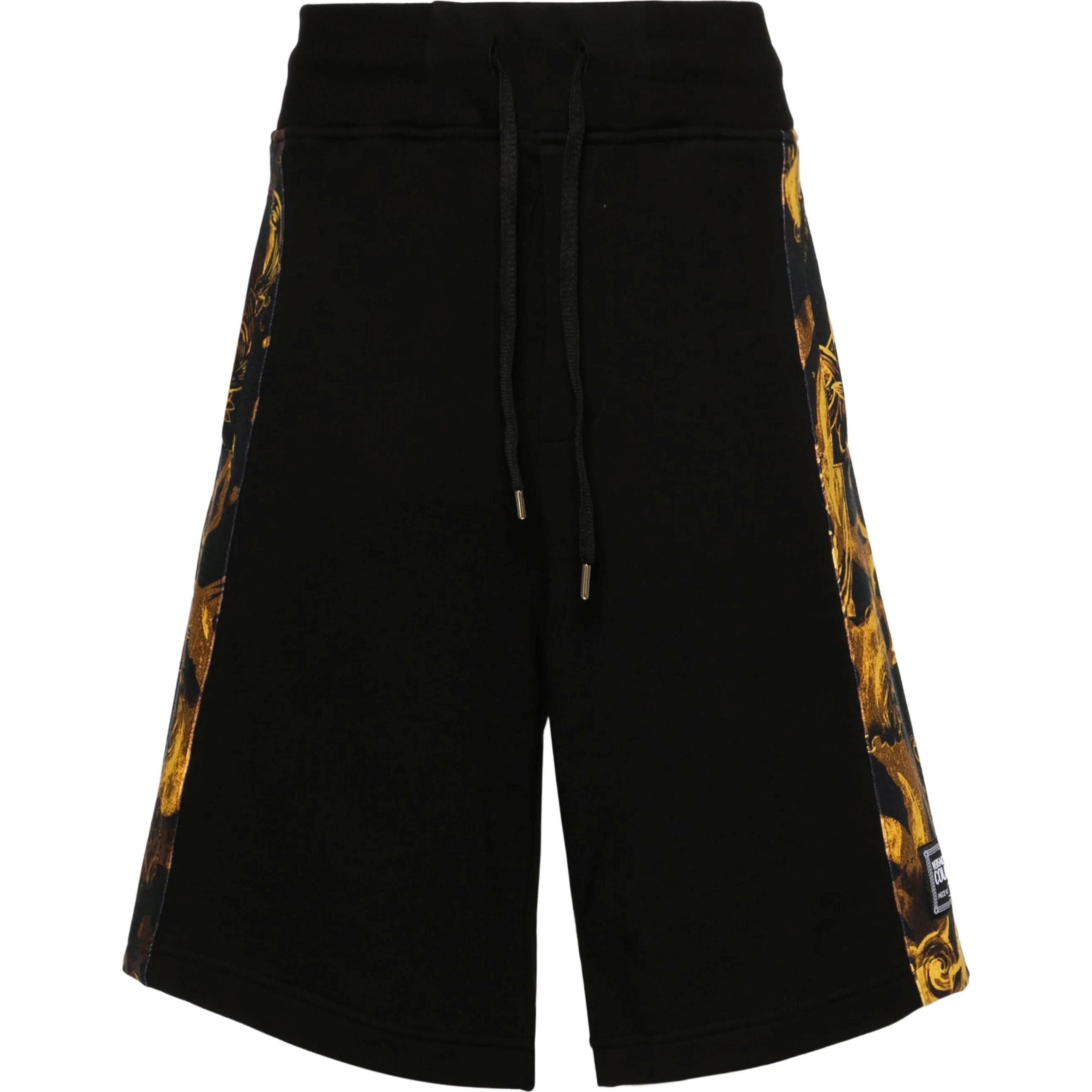 VERSACE JEANS CUTURE Šortai vyrams, Juoda, Watercolour print track shorts