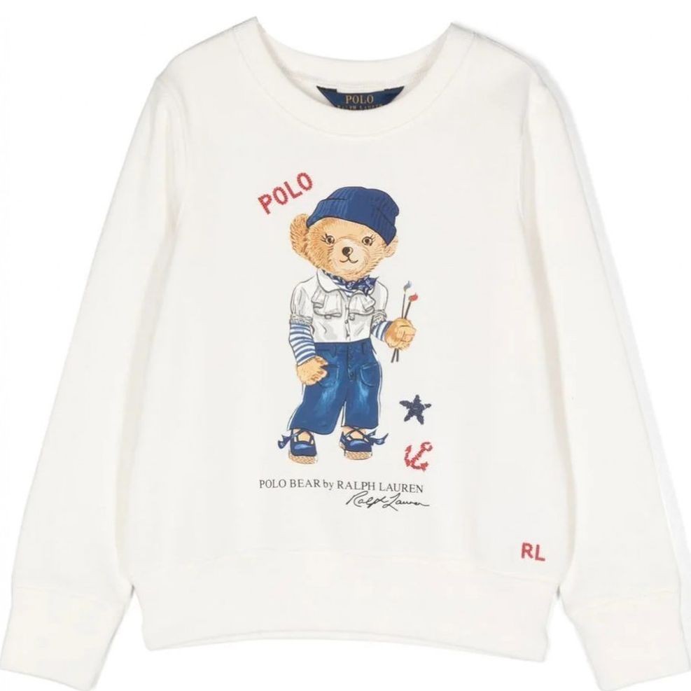 RALPH LAUREN KIDS Sportinis nertinis mergaitėms, Balta, Bear sweatshirt (7-16) 1
